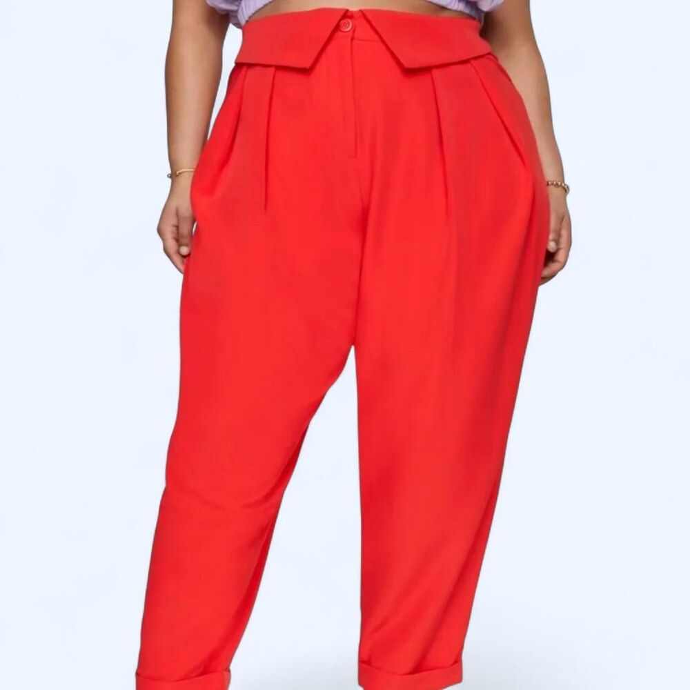 Fashion to Figure x Gabi Fresh Brooke Foldover Waist Red Pants Size 4X